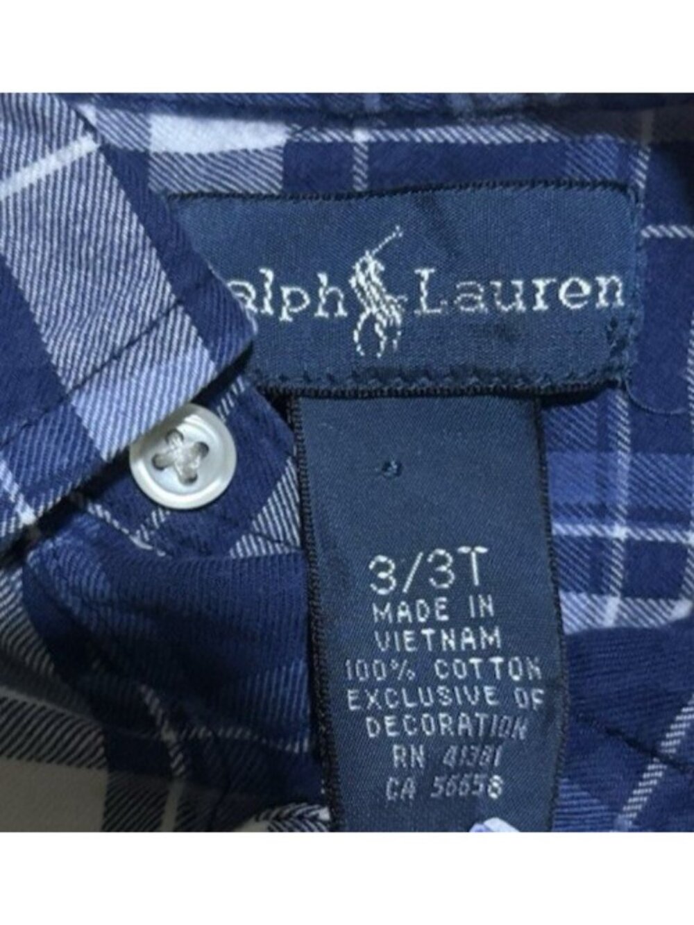 Ralph Lauren Shirt 3T Toddler Blue Check Button Down Modern Preppy Pony Boys - Picture 3 of 8